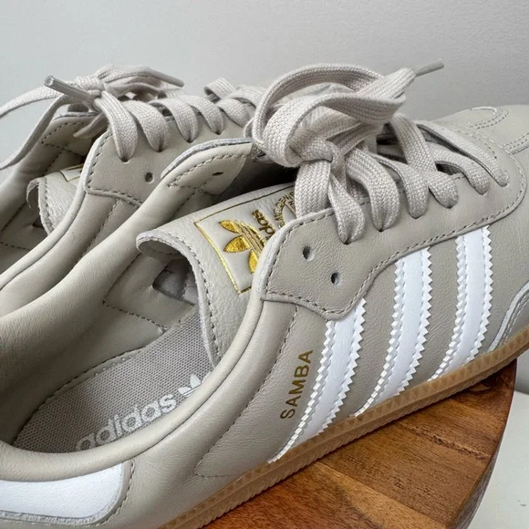 Adidas Samba Sneakers in Taupe and White - Picture 6 of 7
